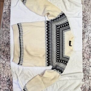 Men's Cream and Black Patterned Sweater